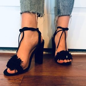 Steve Madden suede fringe block heels